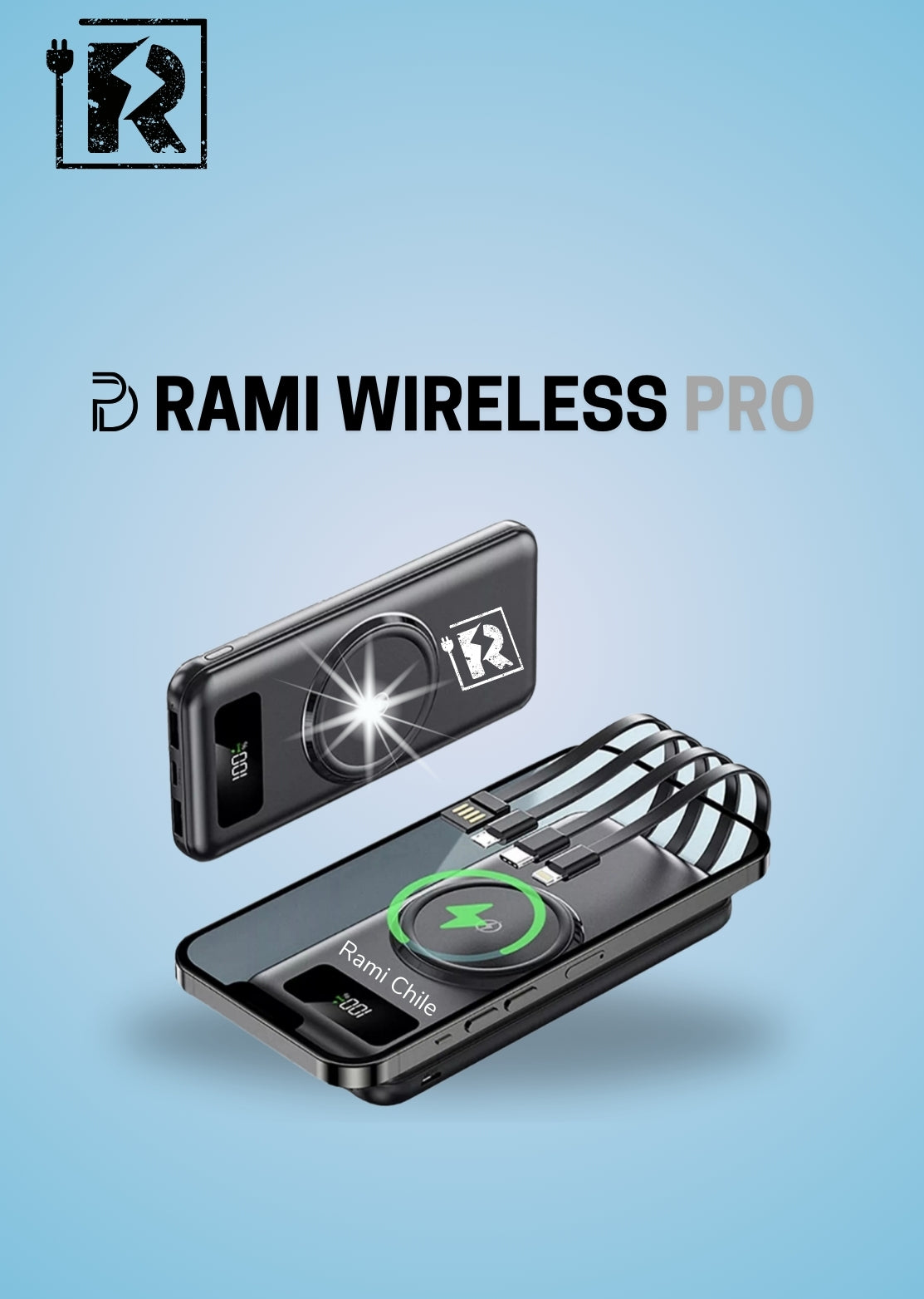 Batería Portátil Carga Inalámbrica Rami Chile 20.000mAh Carga PD Wireless PRO