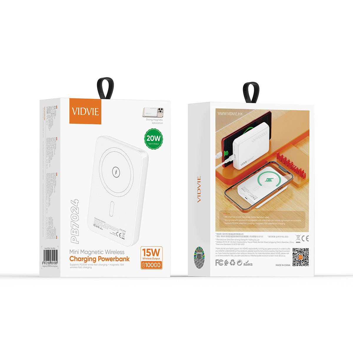 Cargador Portátil Vidvie Inalámbrico Wireless MagSafe 10.000mAh Carga Rápida Power Delivery 20W+15W