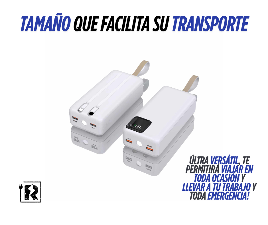 Cargador Pórtatil Remax 550 22.5W de potencia! 30.000mAh de capacidad - Cables Tipo C y Lightning Integrados!