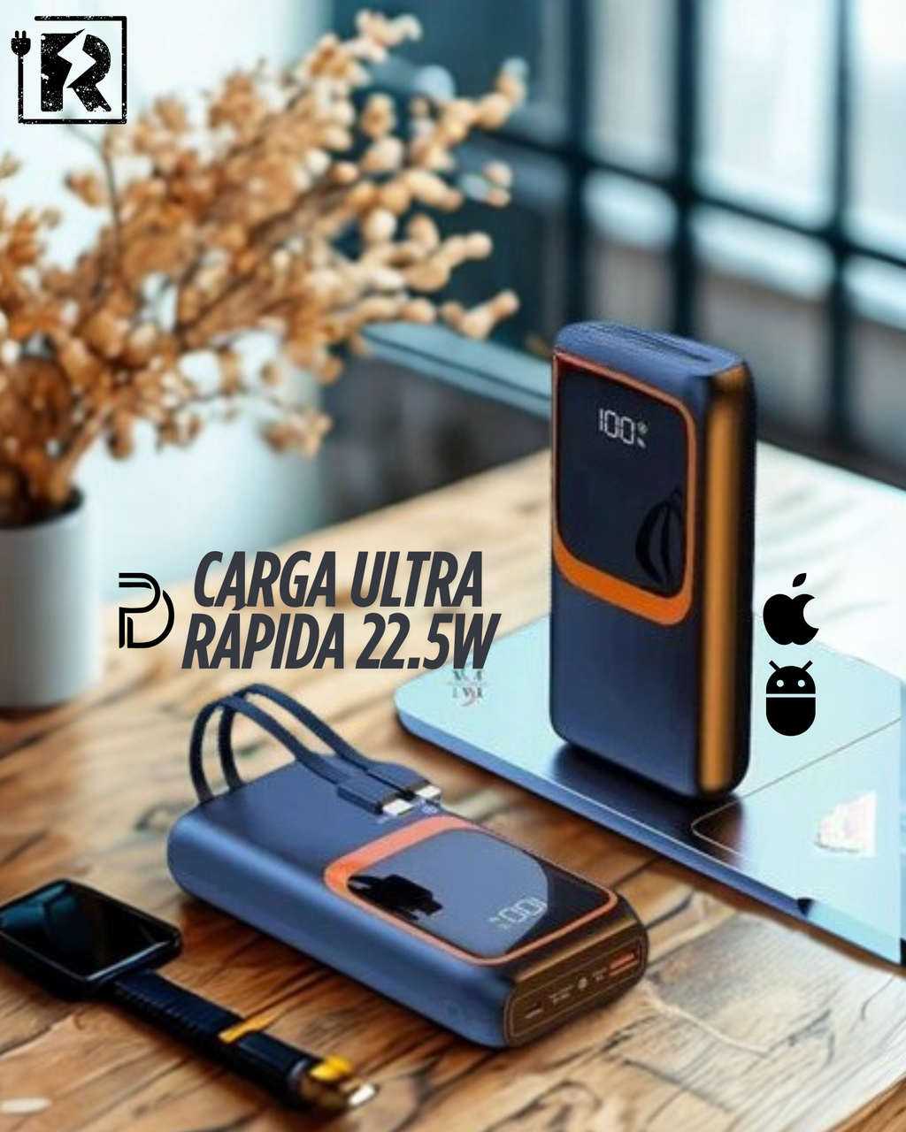 Cargador IRM Pro 11 20.000mAh Capacidad 22.5W Cables Integrados Pantalla Digital