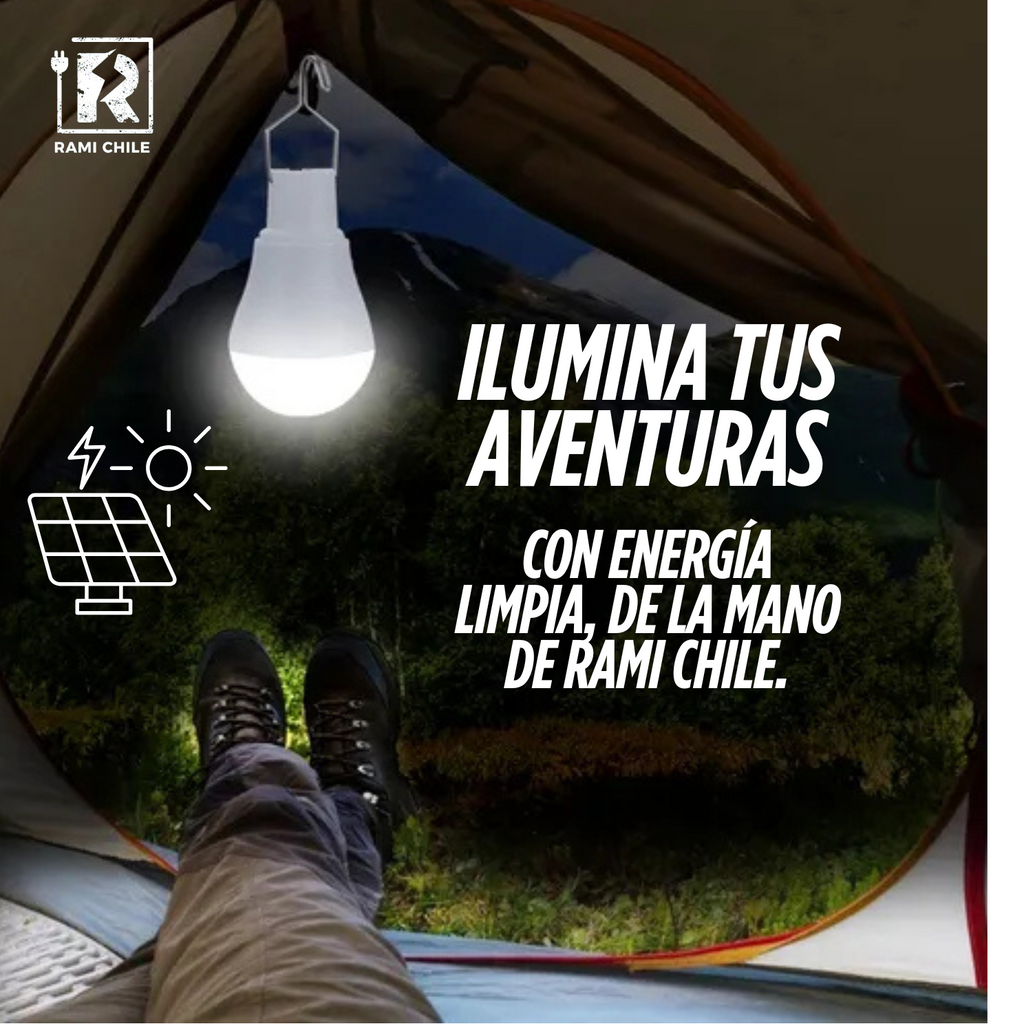 Kit Solar / 2 Ampolletas LED / Carga Celulares / 1200mAh Batería Incluida / 3.7W de potencia / 8 Horas Luz Continúa