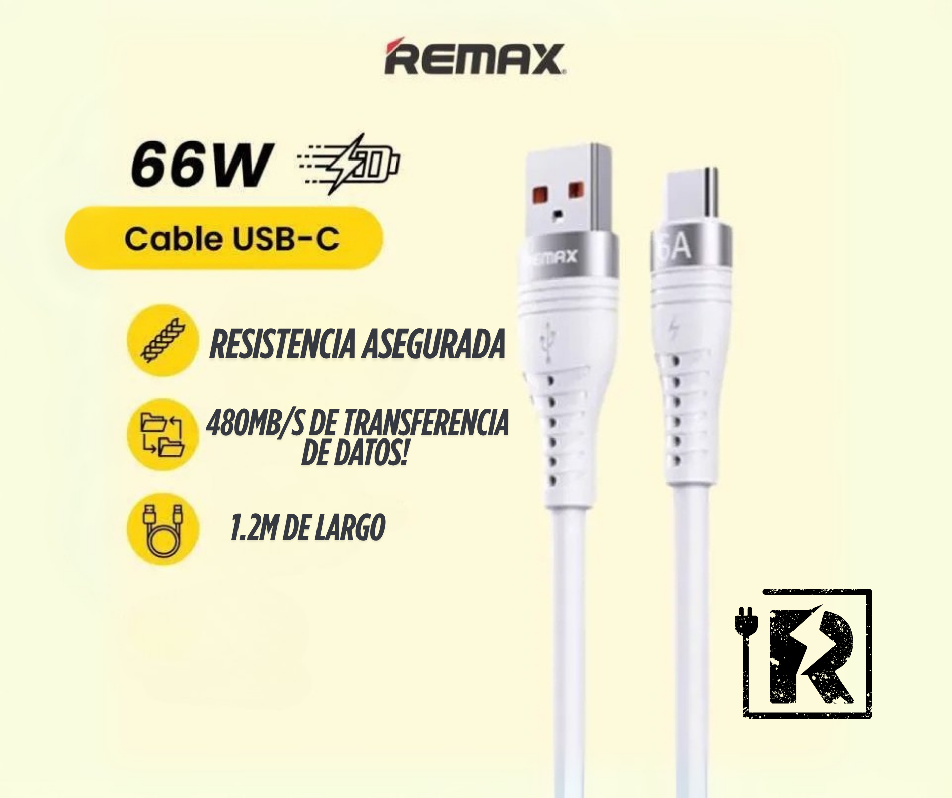 Cable de Carga Rápida para Celulares/ Powerbanks/ Baterías Externas - 66W de Carga Últra Rápida 1.2M Anti-Corte