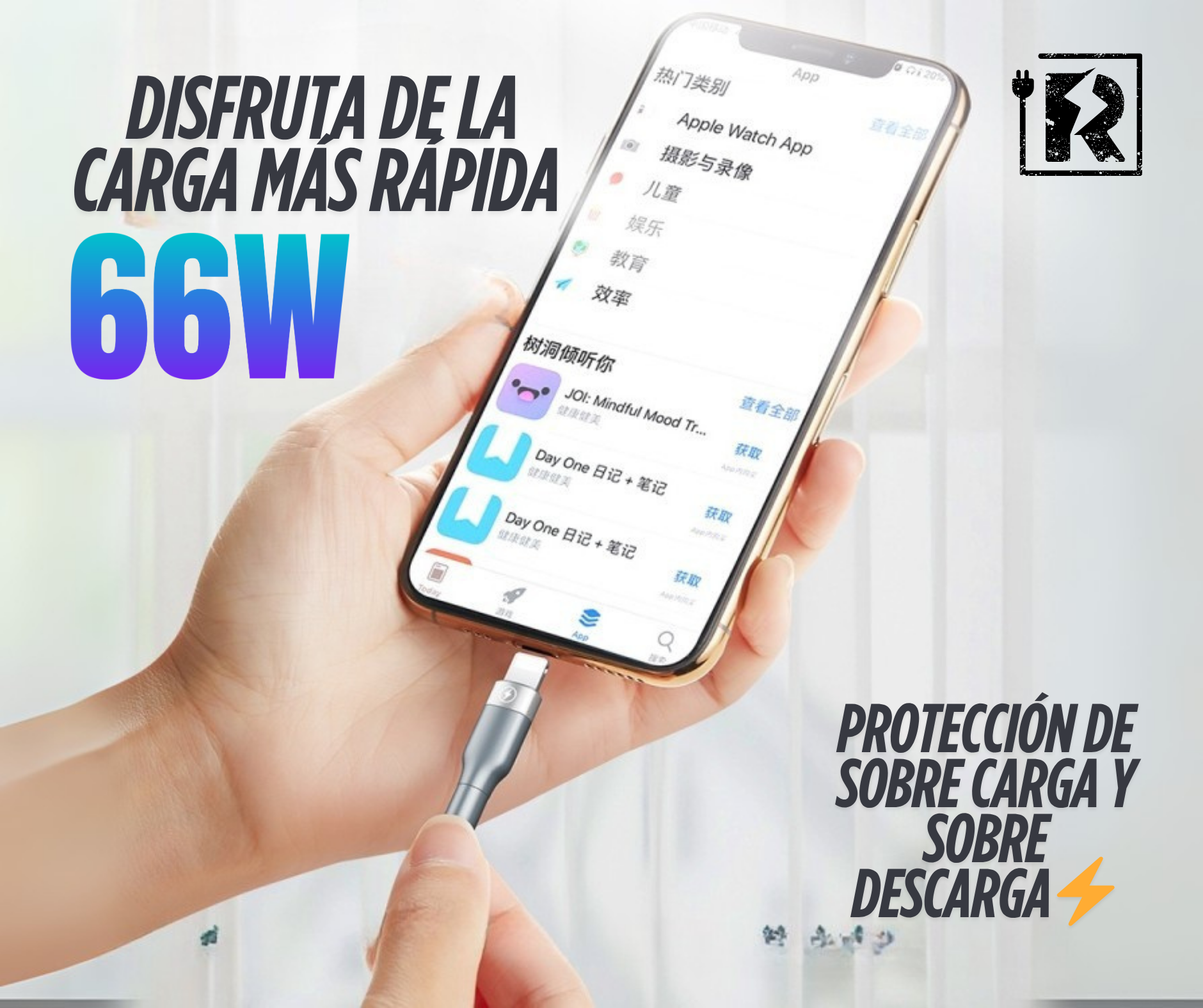 Cable de Carga Rápida para Celulares/ Powerbanks/ Baterías Externas - 66W de Carga Últra Rápida 1.2M Anti-Corte
