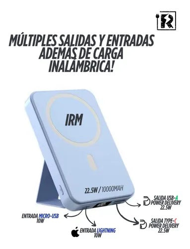 IRM Inalámbrico Wireless Charge Cargador Portátil MAGSAFE iPhone Android 22.5W