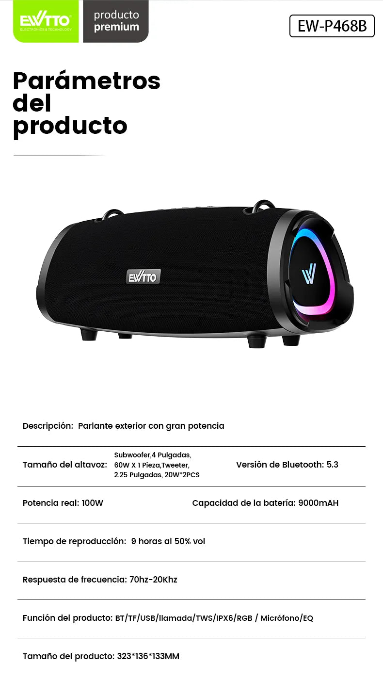 Parlante EWTTO Raptor 100W RMS
