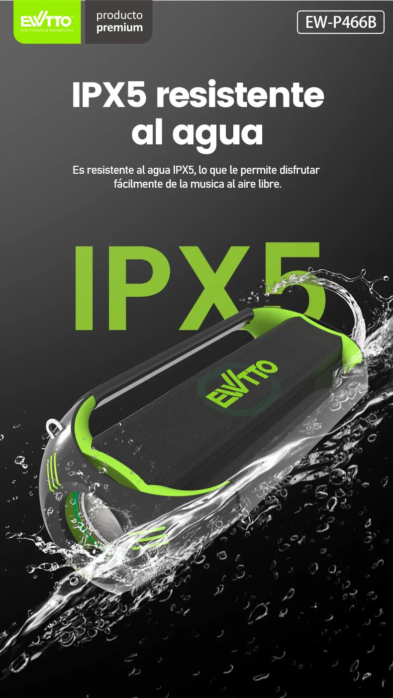 Parlante Bluetooth EWTTO P466B Depredador 120W RMS IPX5