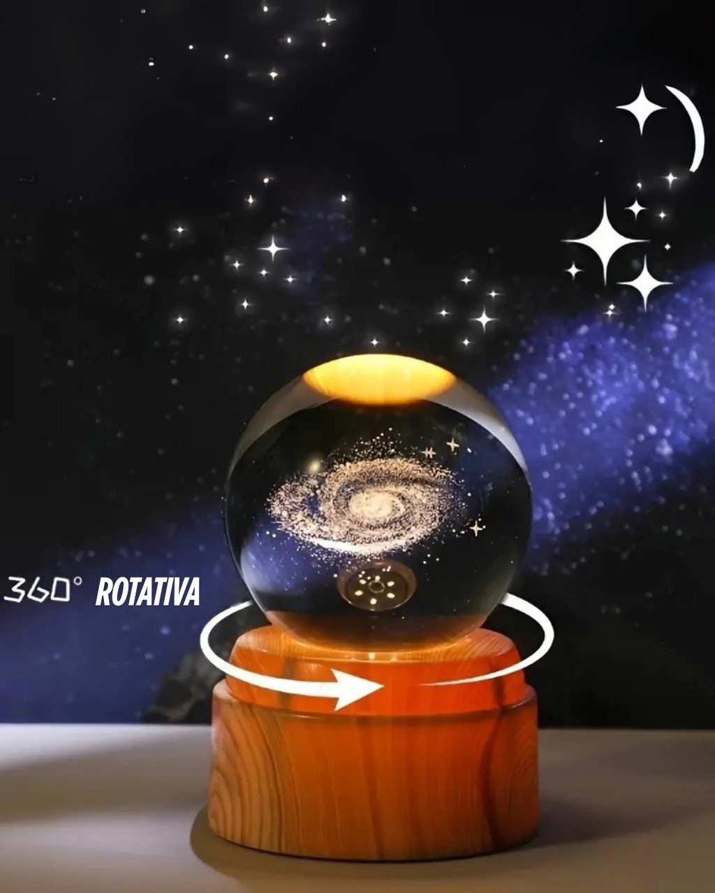 3D Lampara De Noche Led Galaxia Bola Cristal -  Sistema Solar Estructura Pantalla