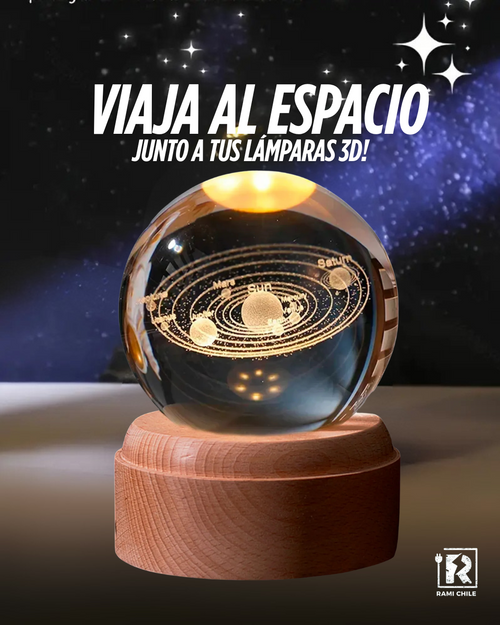 3D Lampara De Noche Led Galaxia Bola Cristal -  Sistema Solar Estructura Pantalla